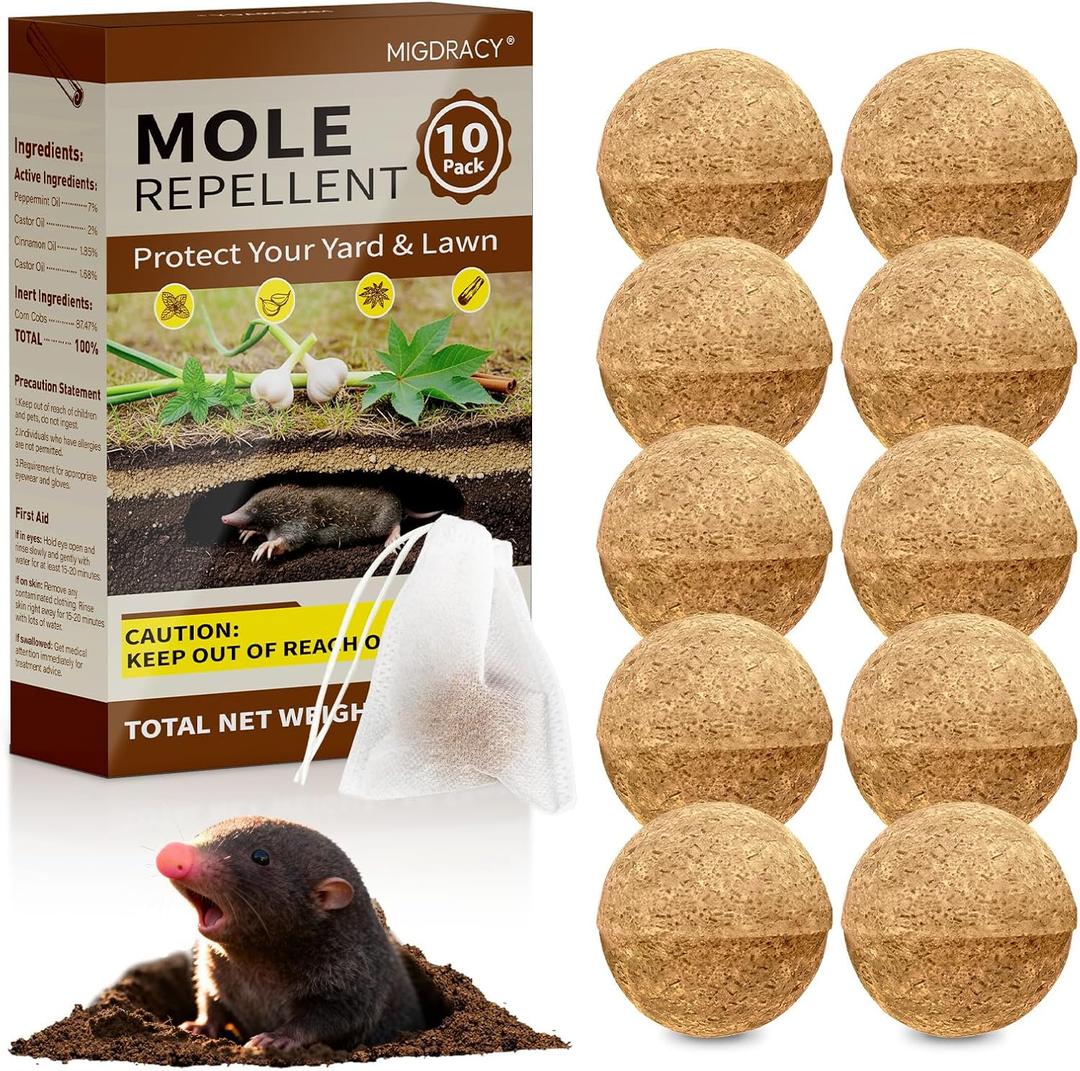 Mole & Gopher Deterrent Balls for Yard, Plant-Based Outdoor Scent Barrier, Safe Around Kids & Pets, Long-Lasting Yard Protection