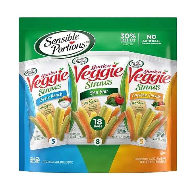 Sensible Portions Garden Veggie Snacks - Veggie Straws Variety Pack, 18ct Polybag (Pack of 1)