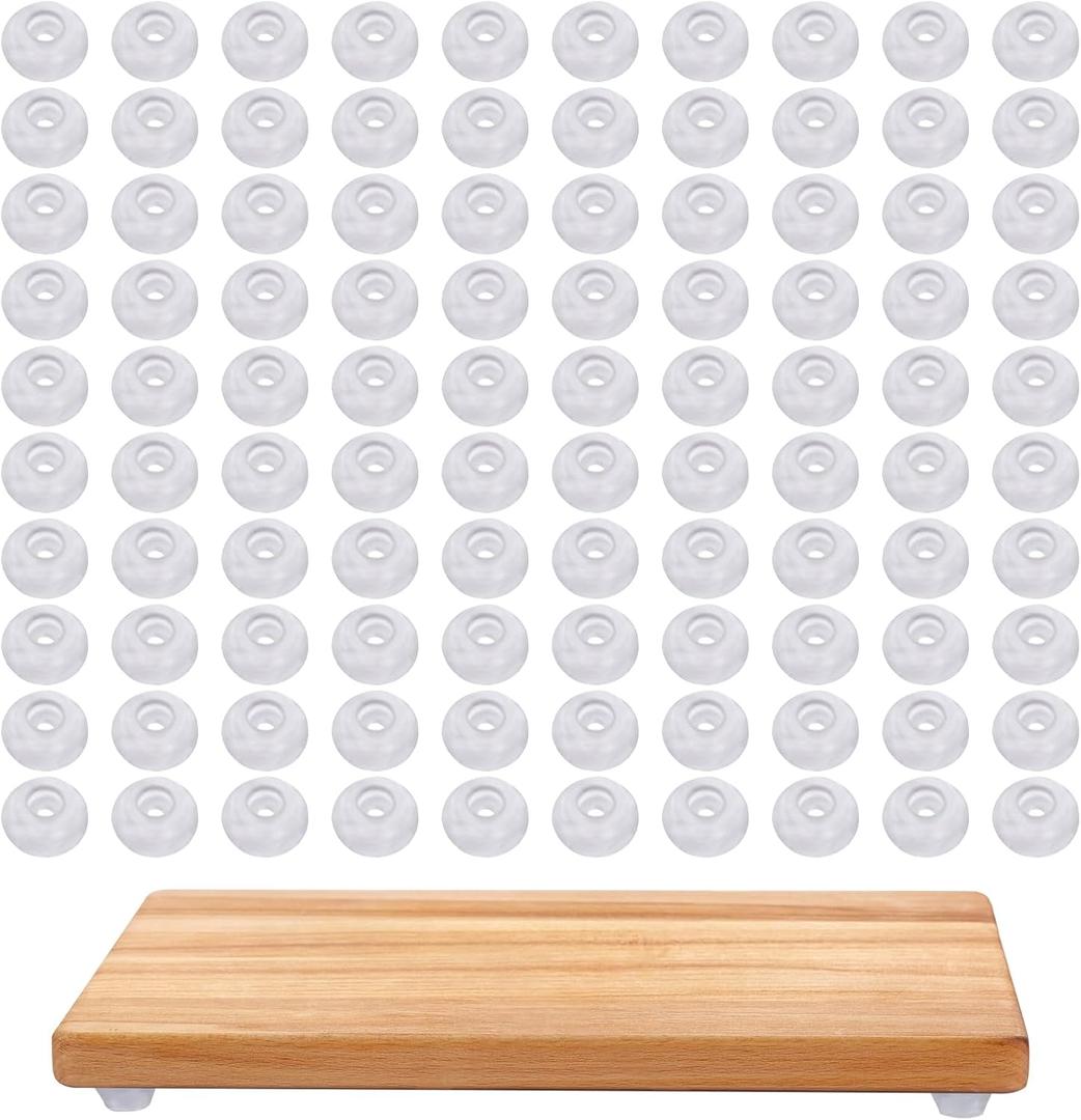 100 Pack Clear Rubber Feet for Cutting Board, Small Round Cutting Board Feet with Stainless Steel Screws, Non Slip Cabinet Door Bumper for Furniture Appliances Electronics