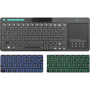 (Dual Mode) Rii RT518S Wireless and Bluetooth 2-LED Color Backlit Multimedia Keyboard with Multi-Touch Big Size Trackpad,Rechargable Keyboard for Android TV Box,PC,Tablets,Smart TV, HTPC, IPTV,Windows