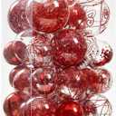 Wironlst Christmas Ball Ornaments Shatterproof Clear Large Plastic Hanging Ball Decorative Baubles Set with Stuffed Delicate Decorations (Multi-Size, Red)