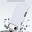 Jusy Compatible with MagSafe Striped Case for iPhone 17 Pro Max, Cute Aesthetic Striped Magnetic Phone Case, Soft TPU and Hard PC Protective Phone Cover for Women Girls(Matte)- Blue and White