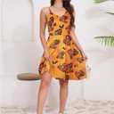 Kingfancy Summer Dresses for Women 2025 V-Neck Spaghetti Strap Sundresses Short Dress with Pockets (S)