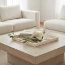 PEMAR 20x20 Mother of Pearl Ottoman Tray, Decorative Tray with Handles