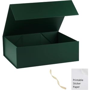 Green Gift Box,19x16x6 Extra Large Gift Boxes With Lids For Presents Includes Ribbon And Diy Printable Sticker Paper,Bridesmaid Proposal Box,Magnetic Gift Box For Birthday,Wedding,Graduation