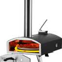 VEVOR Pellet Pizza Oven, 12-inch Outdoor Pizza Oven with Rotate Pizza Stone, Portable Wood Fired Pizza Maker with Built-in Thermometer, Ideal for Outside Camping & Backyard, Patio, Black