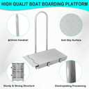 Boat Boarding Platform with Handrail, Dock Extension Step with Safety Grab Bar, Folding Dock Boarding Platform for Marina, Dock, Deck, Boat, Silver