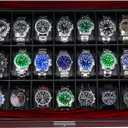 ANWBROAD 21 Slot Watch Cases for Men Watch Box with Large Glass Lid Lockable Wood Watch Display Case Watch Organizer Giftable Elegant Watch Holder UJWB004Y