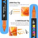 NICETY 54 Colors Acrylic Paint Markers Dual Tip Acrylic Paint Pens with 15mm Brush Tip & 1mm Fine Tip Water-Based Non-Bleed Paint Markers for Rock, Wood, Glass, Metal, Fabric, Ceramic, Canvas
