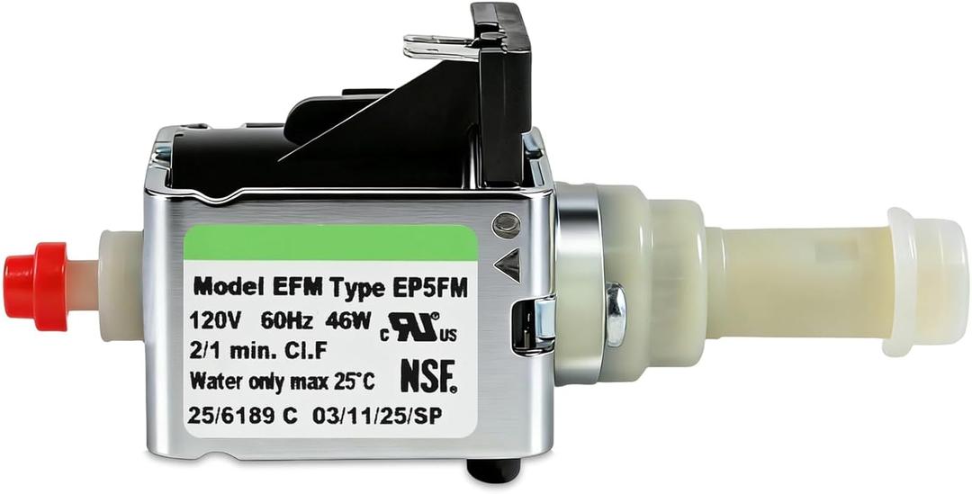Coffee Machine Water Pump EP5FM Solenoid Valve Pump Parts Compatible For ULKA Pressure Max 15 Bar 120V 60Hz 46W Wide Compatibility With Espresso Machines