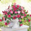 HyeFlora Artificial Flowers for Outdoors 2PCS Faux Petunias Silk Fake Flowers for Outside Planter UV Resistant Realistic Home Garden Porch Decor (Pink)