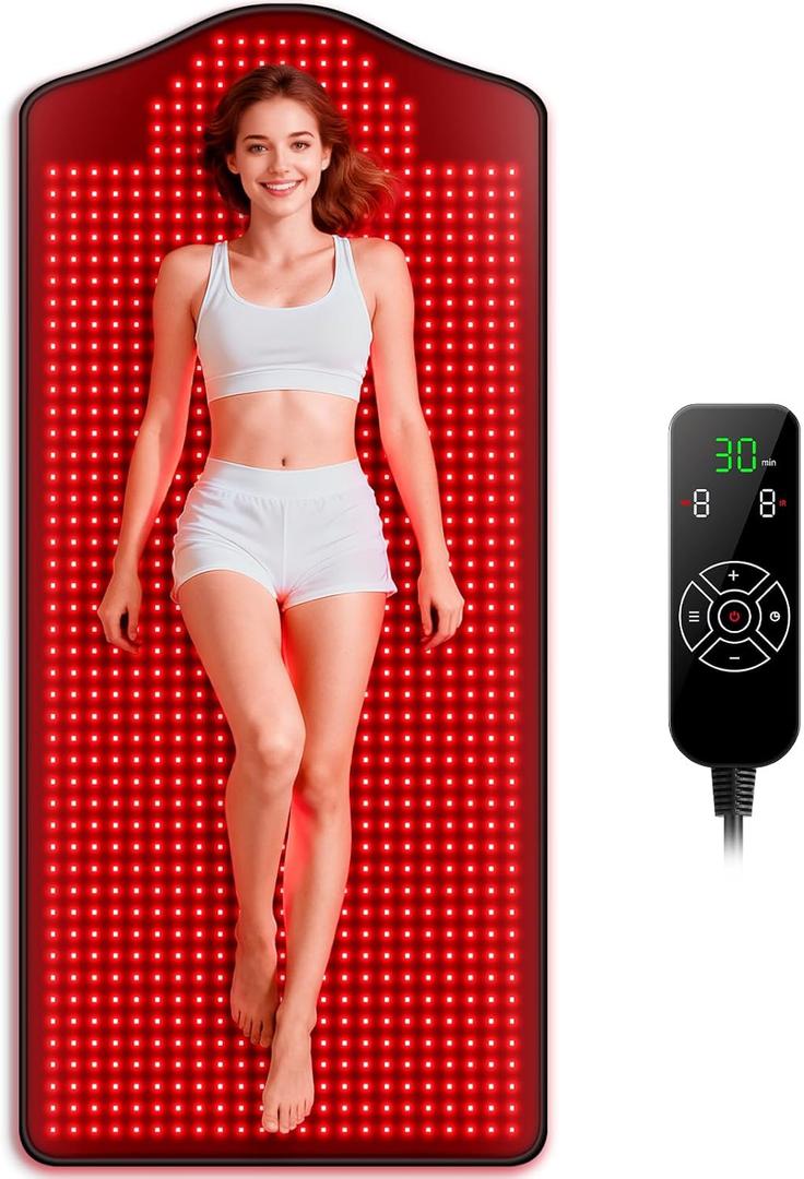 Red Light Therapy Infrared Pad: Pain Relief 1090 LEDs Large Mat for Full Body 660nm Red Light&850nm Infrared Therapy Heating Wrap Body 73 * 32 Inch Big Pads for Back Neck Knee Face Infared Panel Lamp