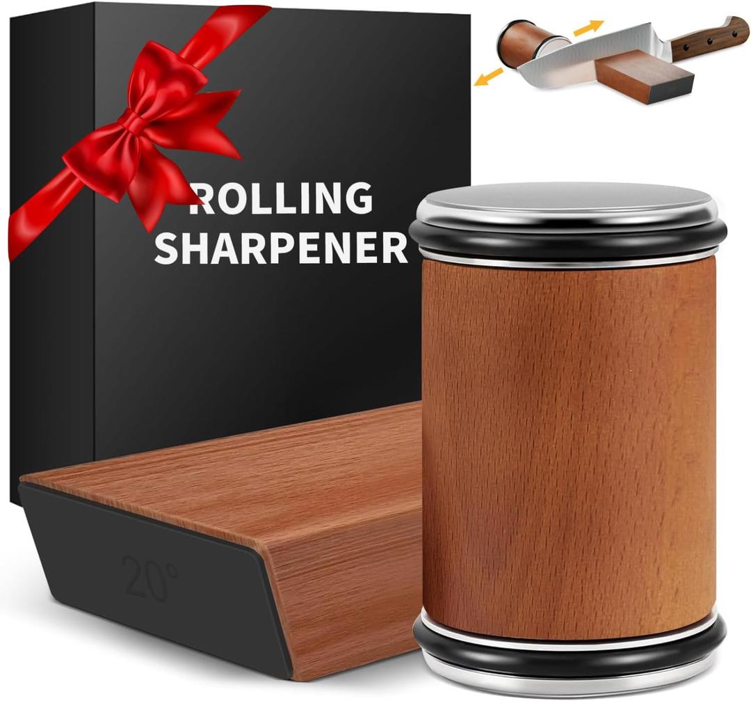 Warm & Craft Rolling Knife Sharpener - Knife Sharpener Tool For Kitchen Knives Magnetic Knife Sharpening Kit With 15 & 20 Degree Base