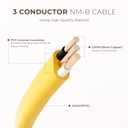 12/2 NM-B Cable, 25ft 12/2 Wire, 20A 600V 105°C, Indoor Residential Wiring