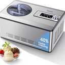 Gasbye Ice Cream Maker with Upgraded Compressor, [40% Faster Freezing], No Pre-Freezing Needed, LED Display, 2.1 Qt Capacity, Easy Operation for Ice Cream & Yogurt, Stainless Steel
