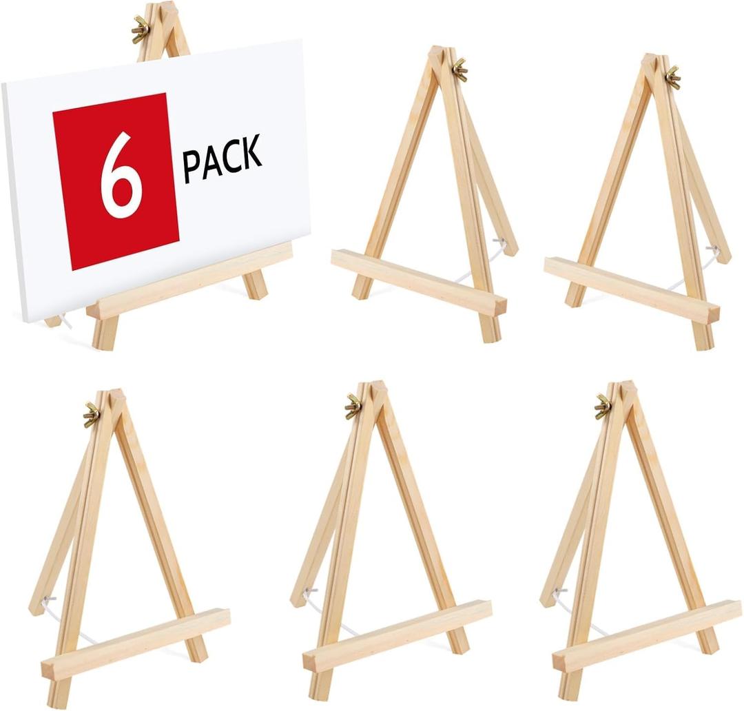 6PCS Wood Easels, 9 Inches Tabletop Easels, Tripod, Painting Party Easel, Kids Student Tabletop Easels for Painting, Art Craft Painting Easel Stand for Artist Adults Students