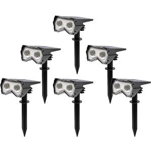 Solar Outdoor Lights, 6 Pack Waterproof Landscape Spotlights  IP65 Solar Powered Pathway Lights for Yard, Patio, Walkway & Driveway (Cool White)