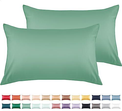 Warmstar 100% Cotton Toddler Pillowcase Set of 2, 600 Thread Count 13x18 Toddler Pillowcases Soft & Breathable, Cotton Travel Pillow Case Cover 13"x 18" with Envelope Closure,Zephyr Green