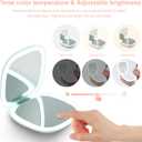 Mocado Compact LED Travel Makeup Mirror - 4 Inches 1X/10X Magnification Travel Mirror with Light Dimmable Double Sides Lighted USB Rechargeable Compact Mirror for Purse, Pocket, Travel (Powdery Green)