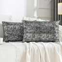 JELLYMON Sparkling Decorative Pillow Covers Set of 2, Silver Glitter Throw Pillows Cover 12 x 20 Inch for Living Room Bed Sofa Couch, Morden Home Luxury Decor(12x20in,Silver Black)