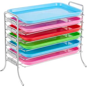 Moxweyeni Dental Instrument Tray Rack for Size F Trays 6-Tier Dental Organizer Chrome Plated Medical Tool Holder for Sterilization Friendly Corrosion (Model 300trf)