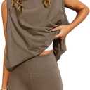 Nirovien Womens 2 Piece Lounge Set Two Piece Matching Set Workout Short Sets Tunic Tops High Waist Shorts (Brown, M)