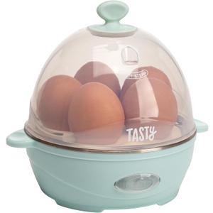 Tasty Mini Rapid Egg Cooker, 5-Egg Capacity for Perfect Hard Boiled Eggs or Omelets, Auto Shut Off, Aqua