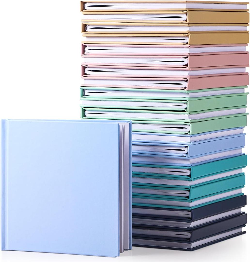 Ireer 24 Pcs 5 x 5 Inch Colorful Hardcover Blank Book Bulk Hardcover Sketchbooks to Write Stories Blank Books for Journaling Sketching Writing DIY Crafts Supplies 72 Pages(Morandi Color)
