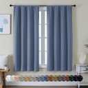 Simplebrand Ava Denim Blue Blackout Curtains for Bedroom 63 Inch Length 2 Panels, Solid Thermal Insulated Energy Saving Rod Pocket Window Treatment Curtains Blackout Drapes, W40 x L63 Inch, Denim Blue