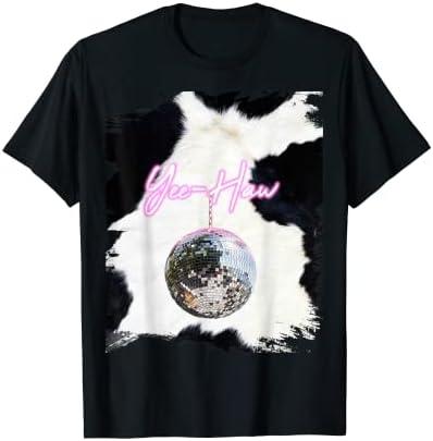 Pink Cowgirl Disco Ball Cowboy Yee-Haw T-Shirt Large , Black 