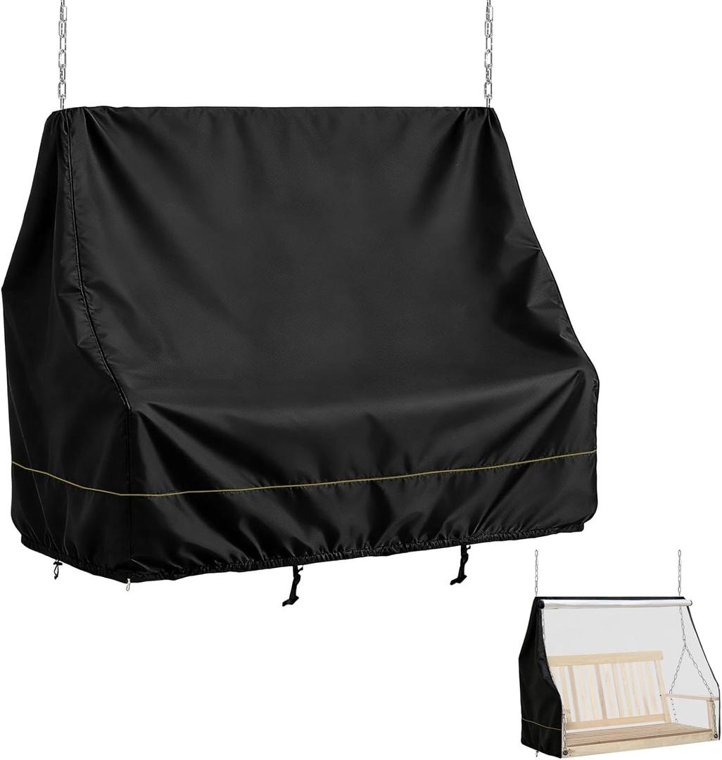 Porch Swing Covers Waterproof,63 Inch - Outdoor Swing Cover,Heavy Duty 600D Oxford,All-Weather Hanging Patio Swing Cover,Fits Most Outdoor Patio Swings (63" L x 31.5" W x 65.4" H.Black)
