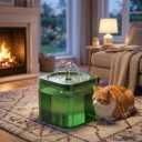 Cat Water Fountain, Ultra-Quiet Automatic Pet Water Dispenser,Low Noise FCC & CE Certified Safe, BPA-Free, Triple Filtration Drinking Fountain for Cats and Dogs (Green) 2 Free Filters