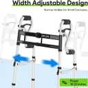 Delog Narrow Folding Walker for Seniors, 3 in 1 Folding Walker with 5 Front Wheels Width Adjustable Compact Standard Walker Support Up to 350lbs (Black)