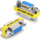 VGA Female to Female Adapter, VGA Coupler HD15 Mini Gender Changer VGA Cable Extender Connector for Monitors Projectors Equipment Cable