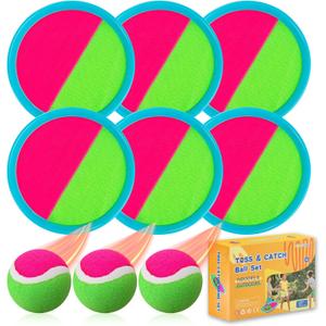Outdoor Games, Toss and Ball Set with 6 Paddles and 3 Balls, Perfect Yard Games Outdoor Toys Games for Kids Ages 4-8 Easter Gifts for Kids/Adults/Family