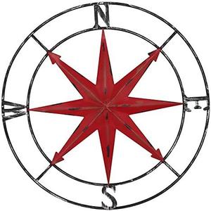 aboxoo Round Metal Compass Decorative Compass Metal Wall Art Hanging Wall Sculpture 22.8 Inch Diameter Farmhouse Decor Indoor or Outdoor Sign