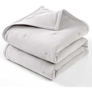 Lulu moon Baby Crib Blanket - Jersey Cotton Crib Quilt for Infant and Toddler Bedding - Lightweight Nursery Quilted Blanket for Girls and Boys 30x40''Sliver Grey