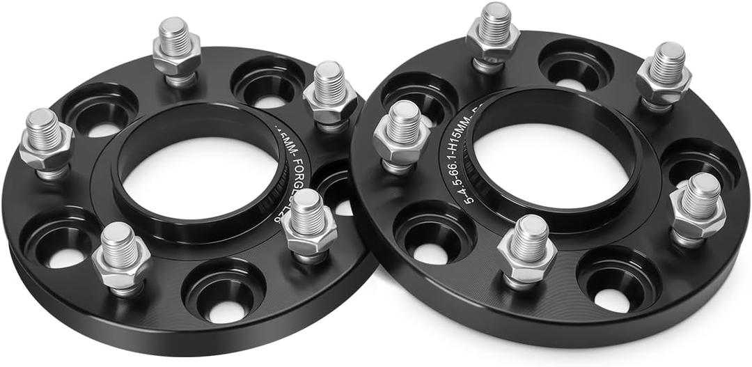 dynofit 5x114.3 Wheel Spacers for Nissan 300ZX 350Z 370Z Altima Sentra Pathfinder, 15mm 5X4.5 Hubcentric Forged Wheels Spacer for Infiniti G35 G37, 66.1mm Hub Bore M12x1.25 Studs, 2 Pcs 15mm Spacers (15mm thickness 2 PC, Black)