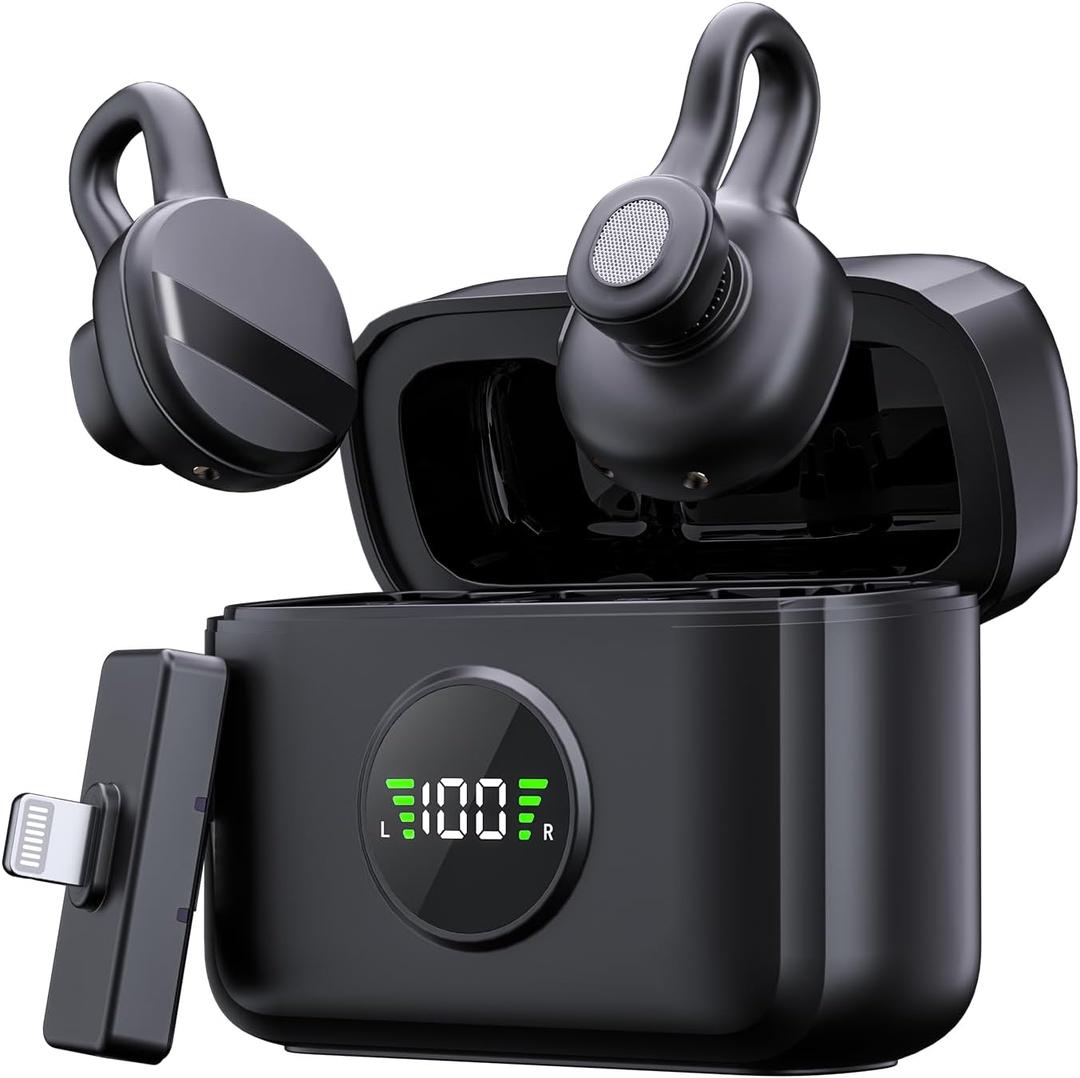 ZVVN Mini Wireless Microphone with Lightning Plug for iPhone, Lavalier Microphone with Noise Cancellation, 30H Battery, for Video Recording, Podcast, YouTube, TikTok, Live Streaming