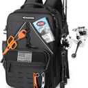 KastKing Karry All KastMate Fishing Tackle Backpack, Water-Resistant Tackle Bag With 2 Rod Holders, Fishing Gear and Equipment With Large Gear Storage, Black