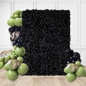 Black Floral Photo Backdrop 3.5x4.6ft Silk Hydrangea Artificial Flower Wall Panels for Halloween Birthday Party Graduation Background Decorations