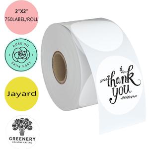 2" Circle Direct Thermal Labels, Thermal Printer Labels for Name Tag, DIY, QR Code, Self-Adhesive Address Shipping Stickers, White Circle Sticker Labels Compatible with Zebra, Rollo, MUNBYN,750Lables