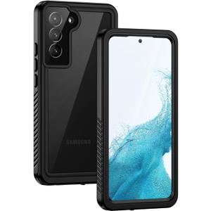 Lanhiem for Samsung Galaxy S22 Case, IP68 Waterproof Dustproof with Built-in Screen Protector, Heavy Duty Full Body Protective Phone Case for Samsung S22 5G, Black/Clear