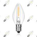 2 x C7 LED Replacement Bulbs, Clear Christmas & Halloween Light Bulbs for Outdoor String Lights, Patio Xmas Tree Wedding Holiday Party Decor, E12 Candelabra Base, 2700K Warm White, 12 Pack