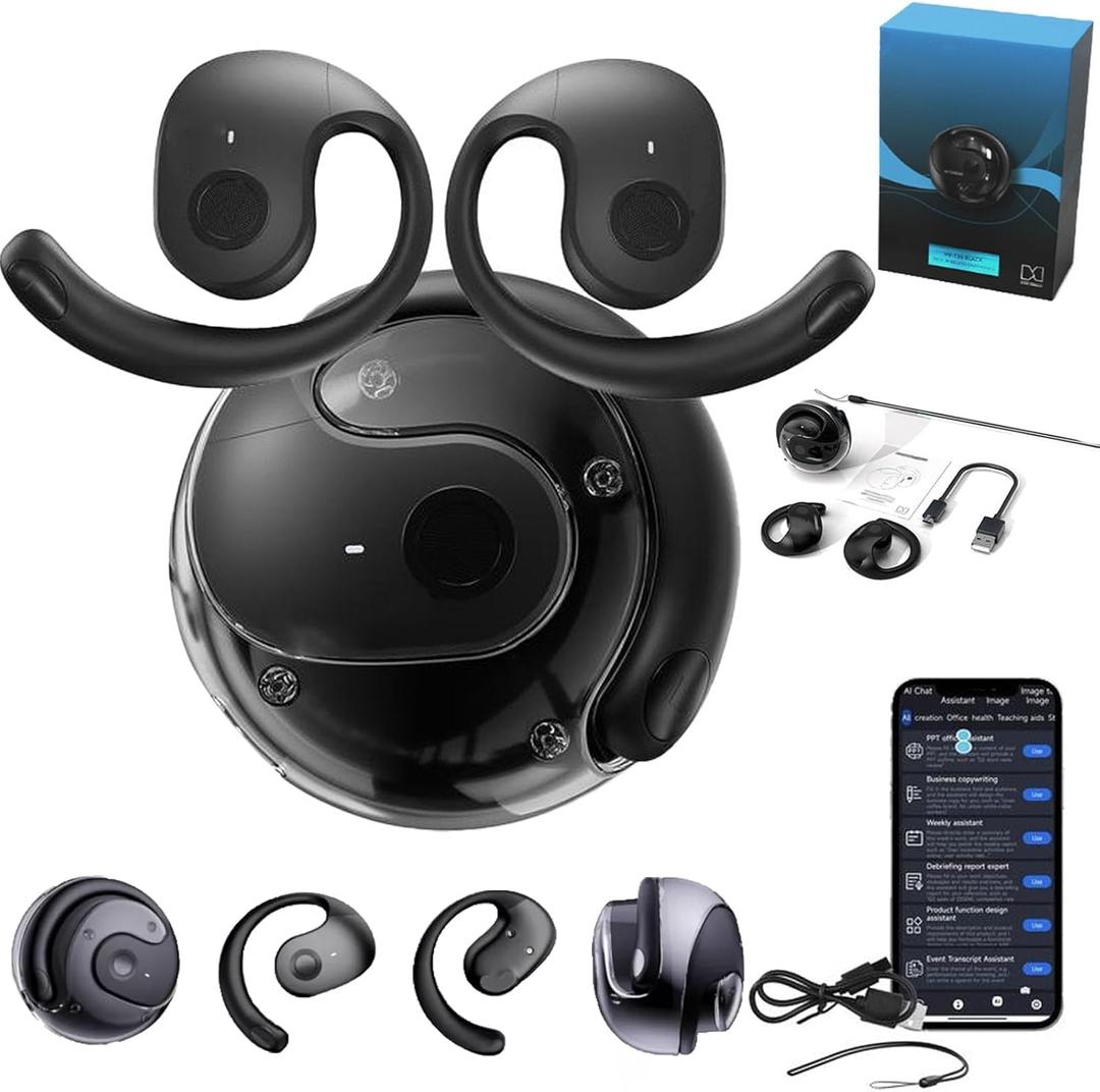 Hy-T26 Pro Language Translator, Ht-T26 Wireless Audifonos, Hy-T26 Headphones, Hy T26 Pro Ows Translation Wireless Bluetooth Earphones Support 75 Languages Real Time Bluet (Black)