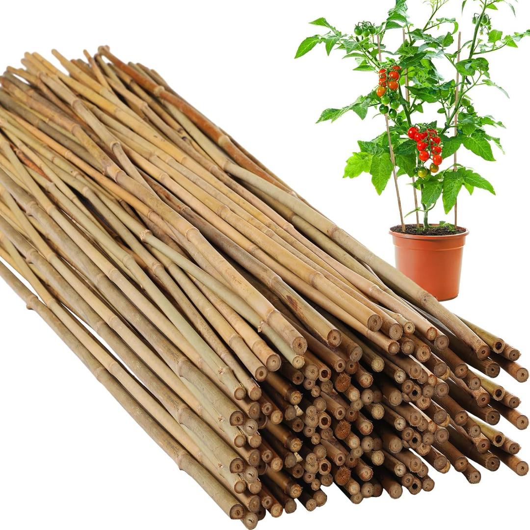Suzile 60 Bamboo Stakes Bulk, Natural Plant Stakes Bamboo Garden Supports Climbing for Tomatoes, Beans, Vegetable and Potted Plants (48 Inch) (48 Inch)