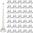 35 PCS Glass Taper Candle Holders Bulk Candlestick Holders Clear Short Tapered Candle Stick Holder Decor Set for Table Centerpiece Wedding Party Advent Christmas Home Decorations (35, Clear)