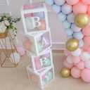 Baby Shower Boxes Party Decorations  4 pcs Transparent Balloons Boxes Dcor with Letters Baby Blocks Design for Baby Shower Gender Reveal Backdrop