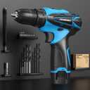 Cordless Drill Set, 12V Power Drill Kit with Battery and Charger, 3/8" Keyless Chuck, 25+1 Torque Setting, Built-in LED, Electric Driver Tool for Home DIY Projects (Blue)