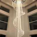 D40'' x H120'' Modern Crystal Chandelier for Foyer Glam Chandelier High Ceiling Chandeliers Large Raindrop Pendant Lights LED Dimmable Light Fixtures for Staircaes Living Room Entryway Silver